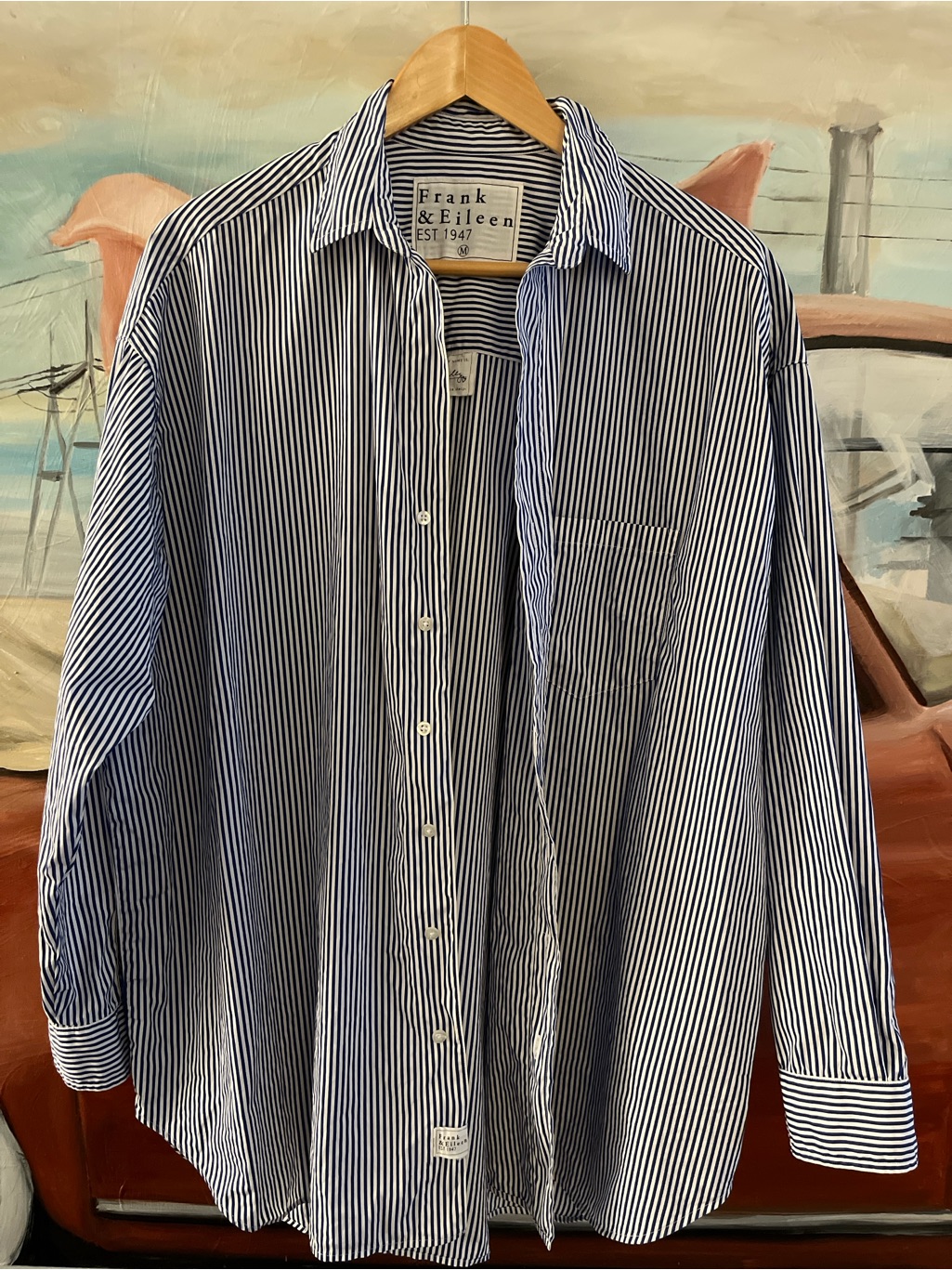 Frank & Eileen Shirley Blue Stripe, Superluxe Oversized Button-Up Shirt